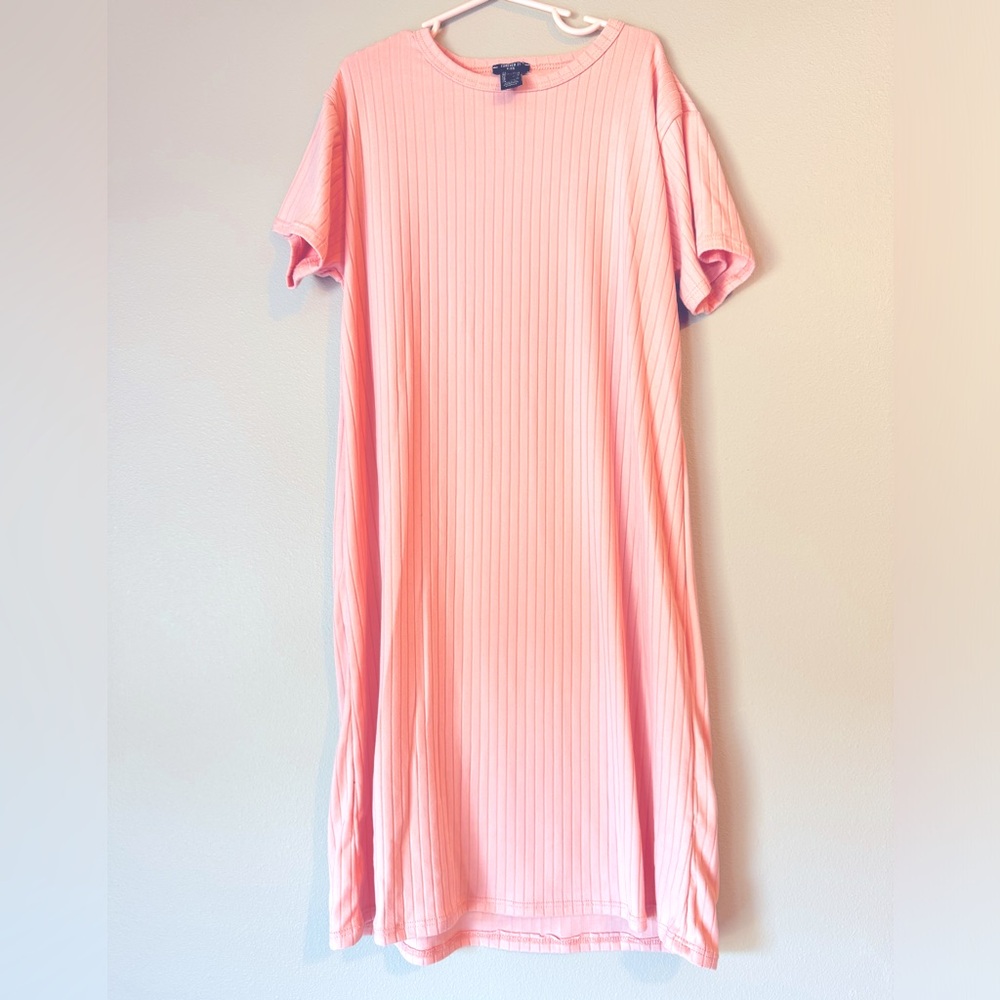 Kids Pink Ribbed Knit Dress‎